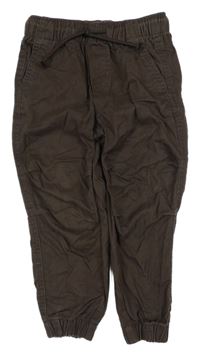 Hnedé plátenné cuff nohavice H&M