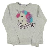 Sivá melírovaná mikina s jednorožcom H&M