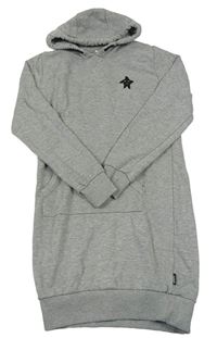 Sivé melírované teplákové šaty s kapucňou a hviezdou