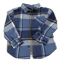 Tmavomodro-bílo-žlutá flanelová košile Primark
