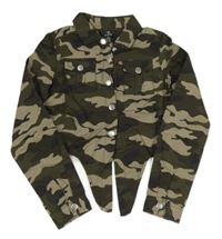 Khaki army riflová crop košilová bunda Firetrap