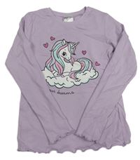 Lila triko s jednorožcem H&M