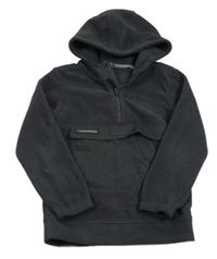 Antracitová fleecová mikina s kapucňou Tu