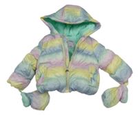 Nové - Barevná pastelová šusťáková zimní bunda s kapucí + rukavice M&Co.