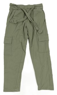 Khaki cargo teplákové nohavice s opaskom Dopodopo