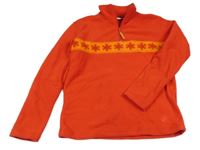 Červeno-oranžová fleecová mikina s vločkami