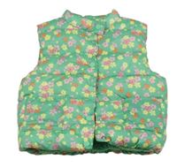 Zelená šušťáková kvetovaná zateplená vesta M&S