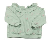 Svetlozelená kvetovaná mikina s golierikom George