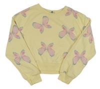 Žltá crop mikina s motýlikmi Primark