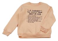 Svetloružová mikina s nápismi