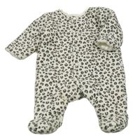 Bielo-antracitovo-ružový zateplený overal s leopardím vzorom Tu