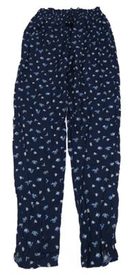 Tmavomodré kvetované ľahké cuff nohavice H&M