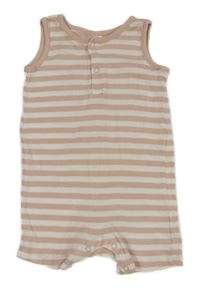 Růžovo-bílý žebrovaný pruhovaný kraťasový overal H&M