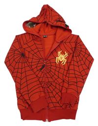 Červeno-čierna prepínaci mikina so Spidermanem a kapucňou