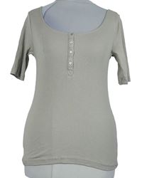 Dámské béžové žebrované tričko s knoflíčky H&M