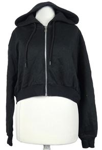 Dámska čierna crop prepínaci mikina s kapucňou H&M