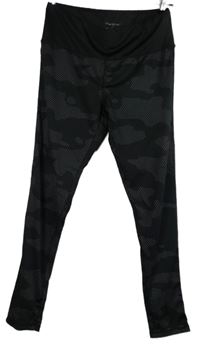Dámské černo-šedé army sportovní legíny Workout 