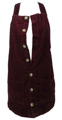 Dámské vínové manšestrové laclové šaty Denim 