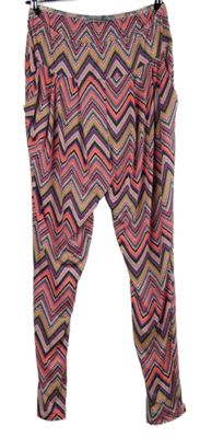 Dámske ružovo-farebné vzorované športové legíny