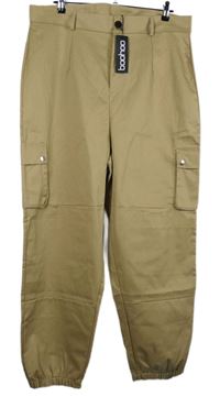 Nové - Dámské béžové cargo kalhoty s kapsami Boohoo 