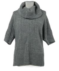 Dámsky sivý vzorovaný vlnený sveter s komínovým golierom Wallis