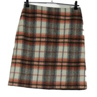 Dámska ružovo-sivo-biela kockovaná vlnená sukňa M&S