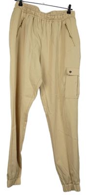 Dámske béžové cargo nohavice s vreckami