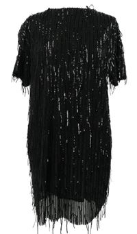 Nové - Dámské černé flitrové třásňové společenské šaty Zara 