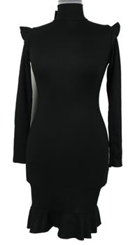 Nové - Dámské černé žebrované minišaty s rolákem Saw it First