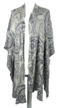 Dámský tmavomodro-smetanový vzorovaný svetrový cardigán 