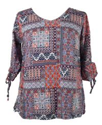 Dámska modro-červená vzorovaná blúzka Gina