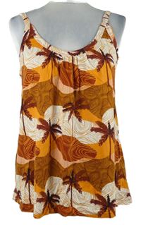 Dámský oranžovo-bílo-skořicový top s palmami TU 