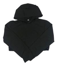Čierna crop mikina s kapucňou