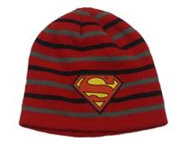 Červená pruhovaná čepice Superman 