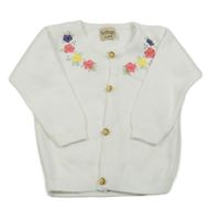 Biely prepínaci sveter s kvietkami