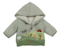 Kaki-zelený zateplený prepínaci sveter s obrázkom a kapucňou Nutmeg