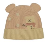 Ružovo-béžová čapica s medvěďom