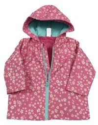 Růžová květinová nepromokavá jarní bunda s kapucí C&A