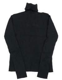 Čierny rebrovaný sveter s nápisom a rolákom Jack Wills