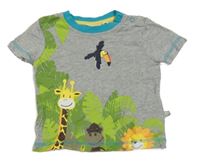 Šedé tričko s listy a zvířátky Liegelind