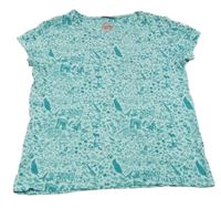 Světlemodré vzorované tričko s kapsičkou Manguun