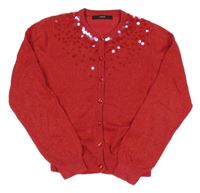 Červený prepínaci sveter s flitry zb