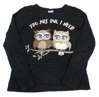 Čierne tričko so sovami page one young