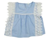 Modro-biely crop top s madeirou Shein