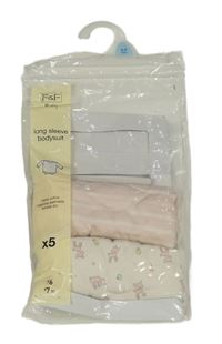 Nové - 2x Body Bílo-růžové pruhované + bílé se srnkami F&F