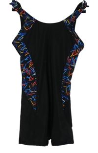 Dámské černé jednodílné nohavičkové plavky se vzorem 