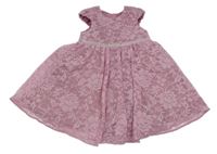 Růžové třpytivé krajkové šaty George