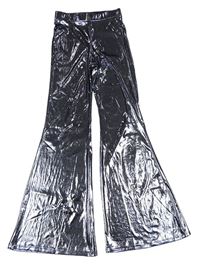 Modrostříbrné lesklé nohavice H&M