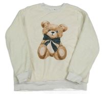 Smotanová chlpatá mikina s medvěďom H&M