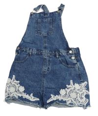 Modré riflové laclové kraťasy s krajkou Denim Co.